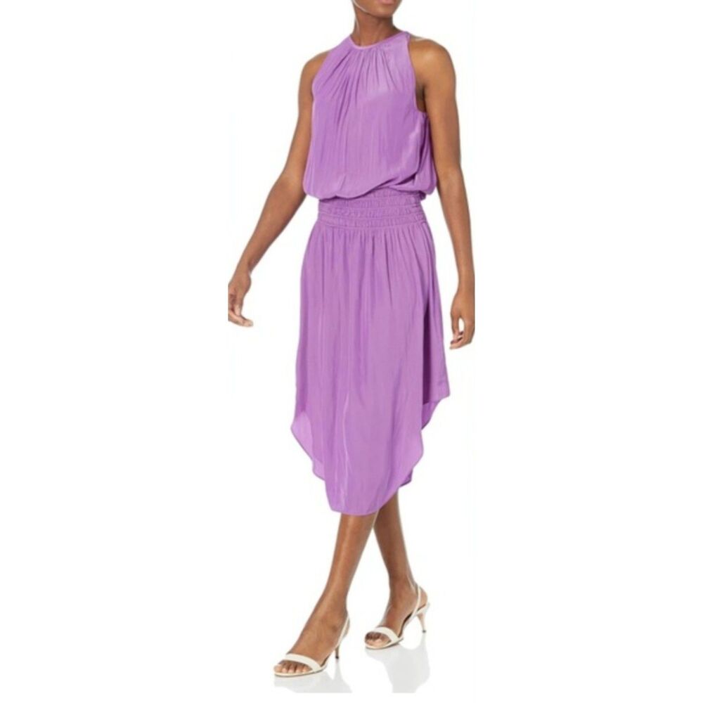 Ramy Brook Audrey Blouson Midi Dress Purple Petunia Sleeveless M